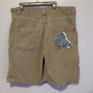 FUBU Platinum Olive Cargo Shorts Fat Albert Dumb Donald Emb.Pocket Patch 42